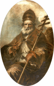 250px Herrera mozo San León magno Lienzo. Óvalo. 164 x 105 cm. Museo del Prado